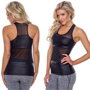 LA Society Black Tank Top with Mesh Panels